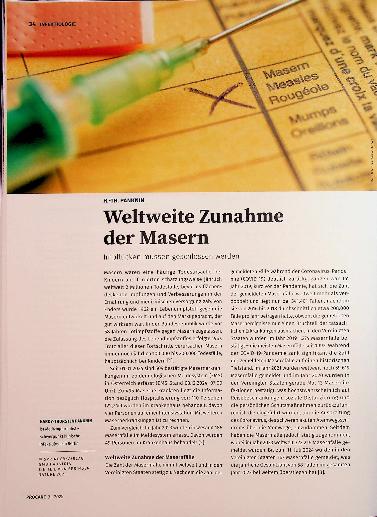 Vorschauseite 1: Weltweite Zunahme der Masern Impflücken müssen geschlossen werden