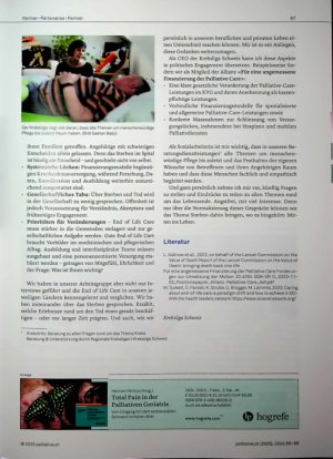 Vorschauseite 2: Gedanken zu Sterben und Tod. Und zu einer guten End Of Life Care