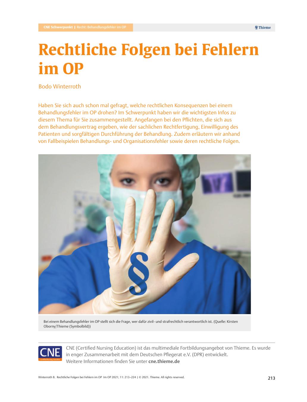 Vorschauseite 1: Rechtliche Folgen bei Fehlern im OP