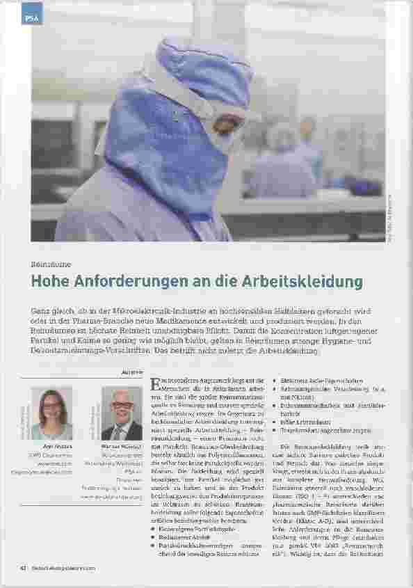 Vorschauseite 1: Hohe Anforderungen an die Arbeitskleidung