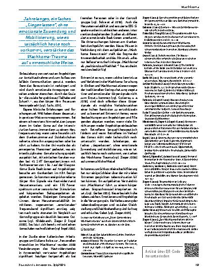 Vorschauseite 3: "Wachkoma" – Zur Entschlüsselung einer extremen Lebenssituation