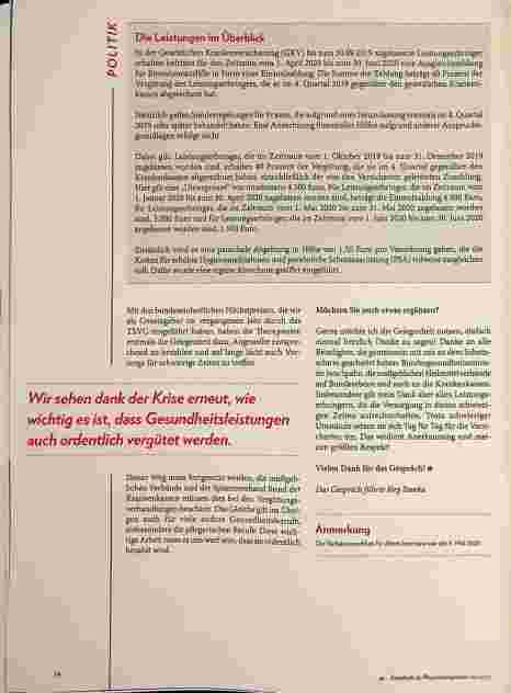 Vorschauseite 3: Sanfte Landung in der Coronakrise? Der Schutzschirm für Physiotherapeuten ist in Kraft getreten.