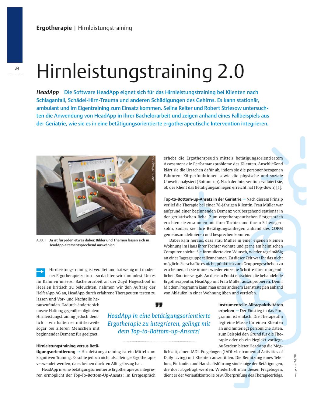 Vorschauseite 1: HeadApp ? Hirnleistungstraining 2.0