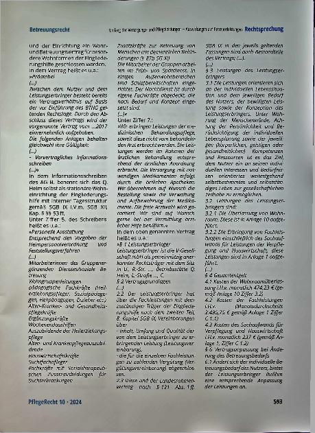 Vorschauseite 2: Zur Frage, ob die angebotenen Versorgungsund Pflegeleistungen generell geeignet sind, einem Betreuer die Organisation des Lebens des Betreuten im Wesentlichen abzunehmen.