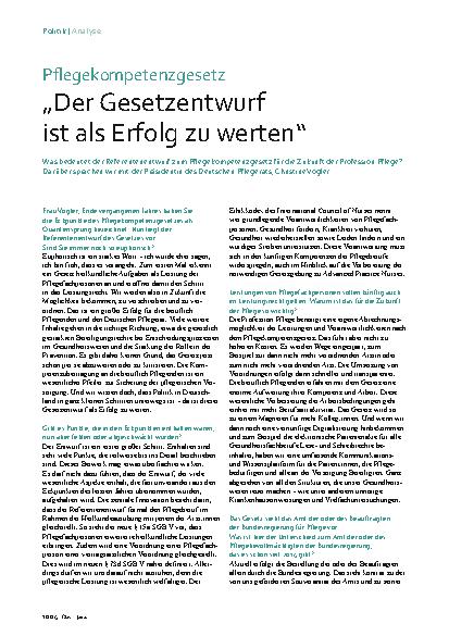 Vorschauseite 1: Pflegekompetenzgesetz „Der Gesetzentwurf ist als Erfolg zu werten“