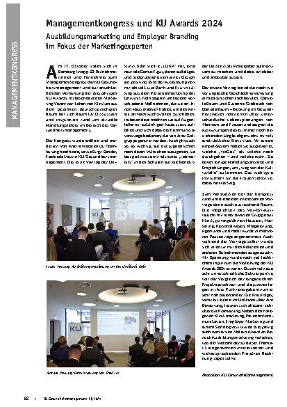 Vorschauseite 1: Managementkongress und KU Awards 2024 Ausbildungsmarketing und Employer Branding im Fokus der Marketingexperten