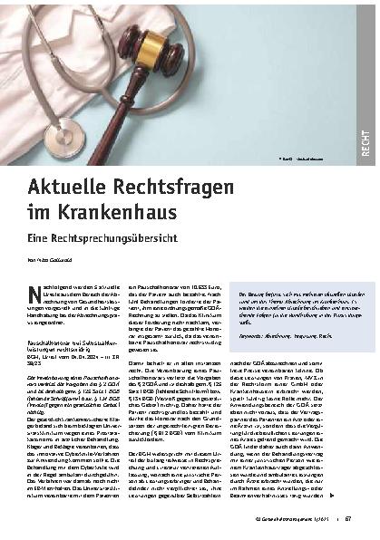 Vorschauseite 1: Aktuelle Rechtsfragen im Krankenhaus: Eine Rechtsprechungsübersicht