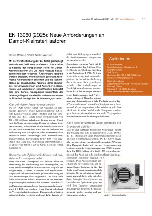 Vorschauseite 1: EN 13060 (2025): Neue Anforderungen an Dampf-Kleinsterilisatoren