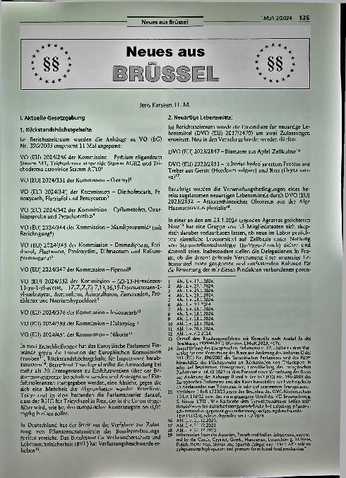 Vorschauseite 1: Corrected: Neues aus Brüssel