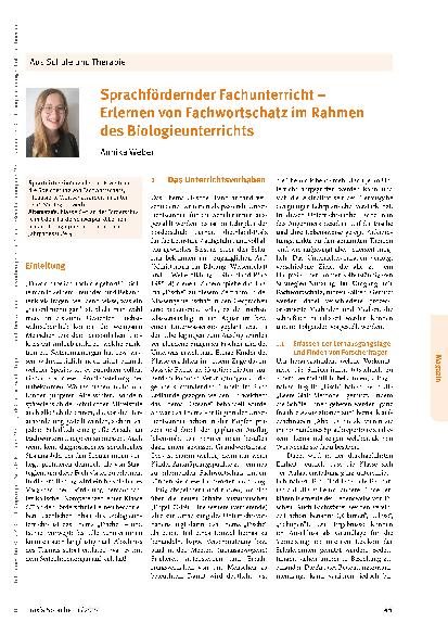 Vorschauseite 1: Sprachfördernder Fachunterricht – Erlernen von Fachwortschatz im Rahmen des Biologieunterrichts