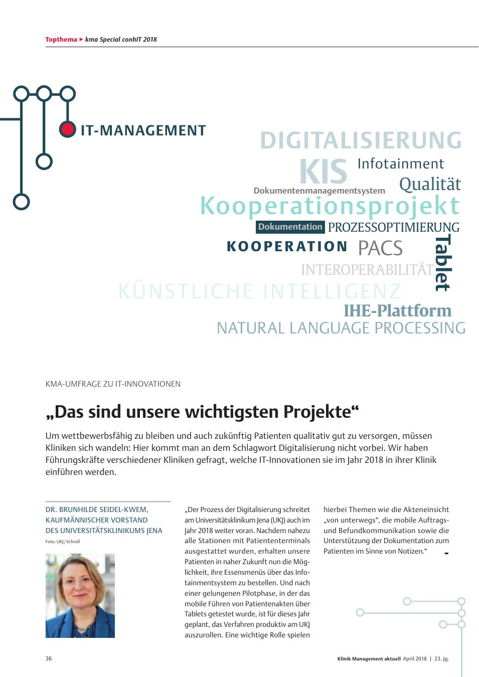 Vorschauseite 1: kma-Umfrage zu IT-Innovationen: „Das sind unsere wichtigsten Projekte“