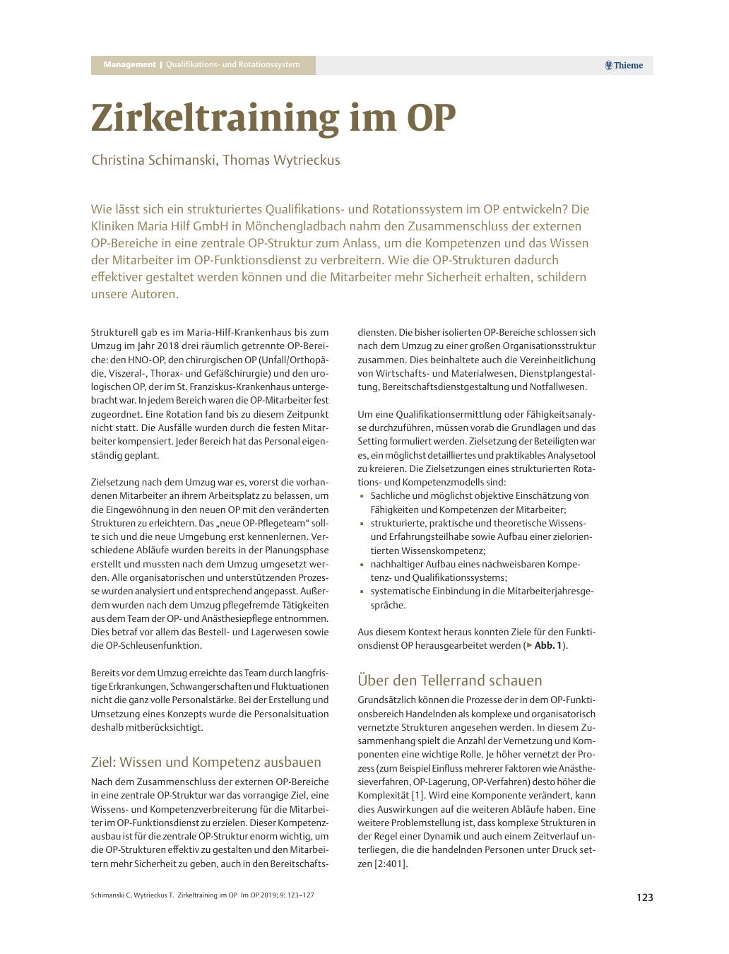 Vorschauseite 1: Zirkeltraining im OP