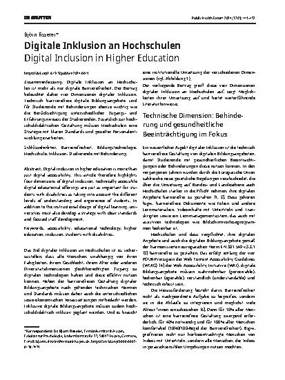 Vorschauseite 1: Digitale Inklusion an Hochschulen