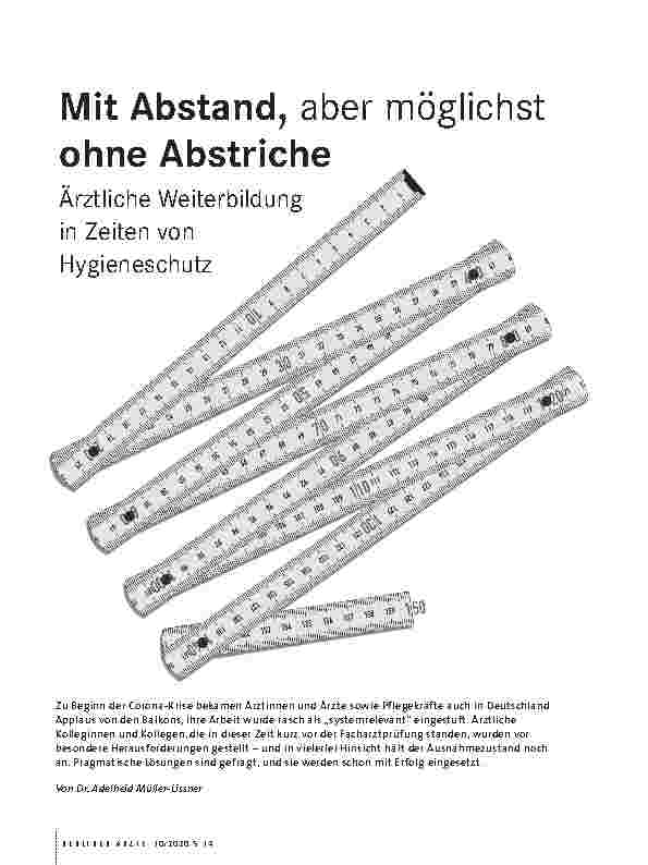 Vorschauseite 1: Mit Abstand, aber möglichst ohne Abstriche ärztliche Weiterbildung in Zeiten von Hygieneschutz