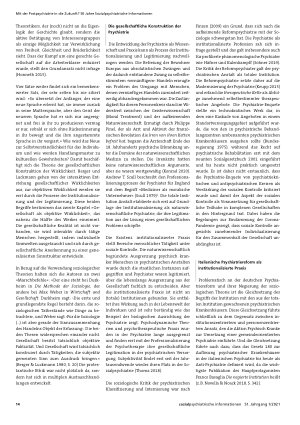 Vorschauseite 2: Institutionalisierung als gesellschaftlicher Prozess Die Aktualität der Theorie der gesellschaftlichen Konstruktion der Wirklichkeit für die gemeindepsychiatrische Versorgung