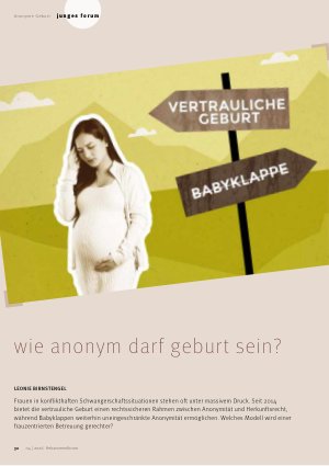 Vorschauseite 1: Wis anonym darf Geburt sein?