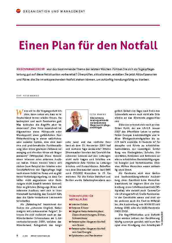Vorschauseite 1: Einen Plan für den Notfall.