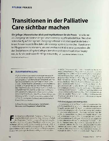 Vorschauseite 1: Transitionen in der Palliative Care sichtbar machen