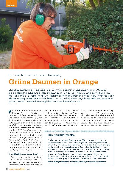 Vorschauseite 1: Inklusion bei der Berliner Stadtreinigung: Grüne Daumen in Orange