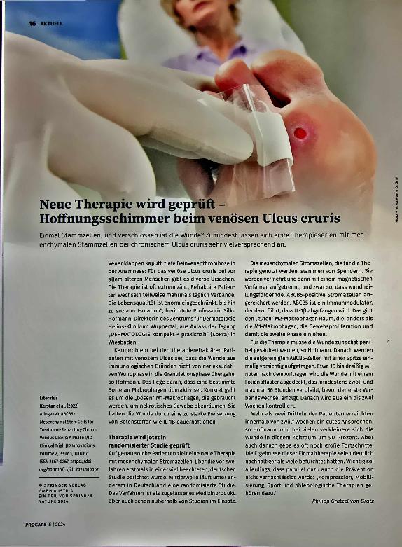 Vorschauseite 1: Neue Therapie wird geprüft - Hoffnungsschimmer beim venösen Ulcus cruris