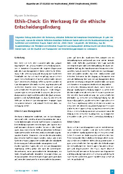 Vorschauseite 1: Ethik-Check: Ein Werkzeug für die ethische Entscheidungsfindung