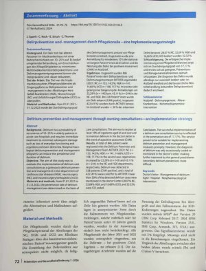 Vorschauseite 3: Delirprävention und -management durch Pflegekonsile - eine Implementierungsstrategie