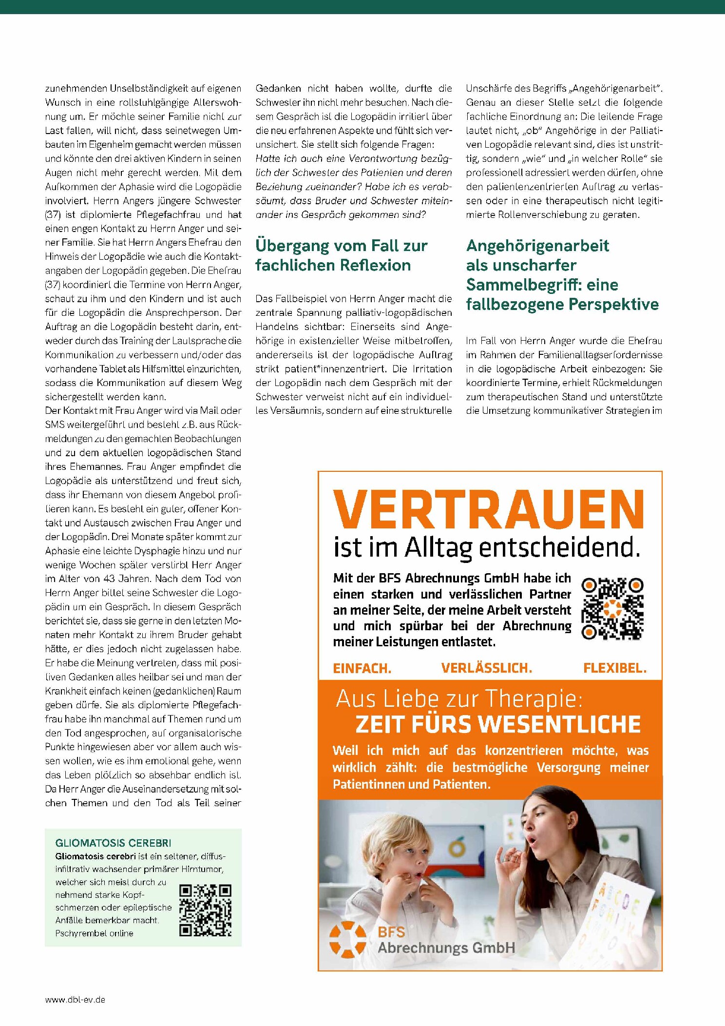 Vorschauseite 2: Angehörigenarbeit in der palliativen Logopädie. Einbeziehen der Angehörigen als zentraler Bestandteil der Palliative Care
