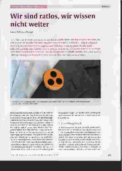 Vorschauseite 1: Wir sind ratlos, wir wissen nicht weiter