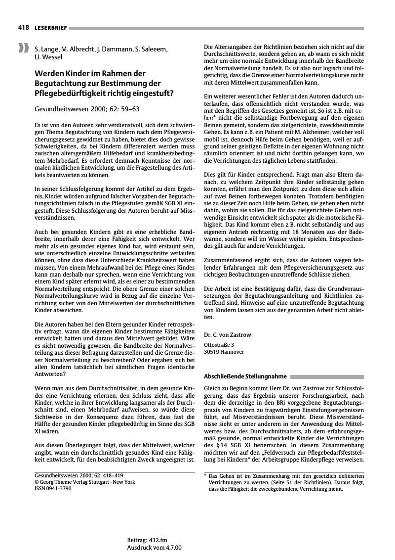 Vorschauseite 1: Werden Kinder im Rahmen der Begutachtung zur Bestimmung der Pflegebedürftigkeit richtig eingestuft?