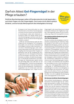 Vorschauseite 1: Darf ein Attest Gel-Fingernägel in der Pflege erlauben?