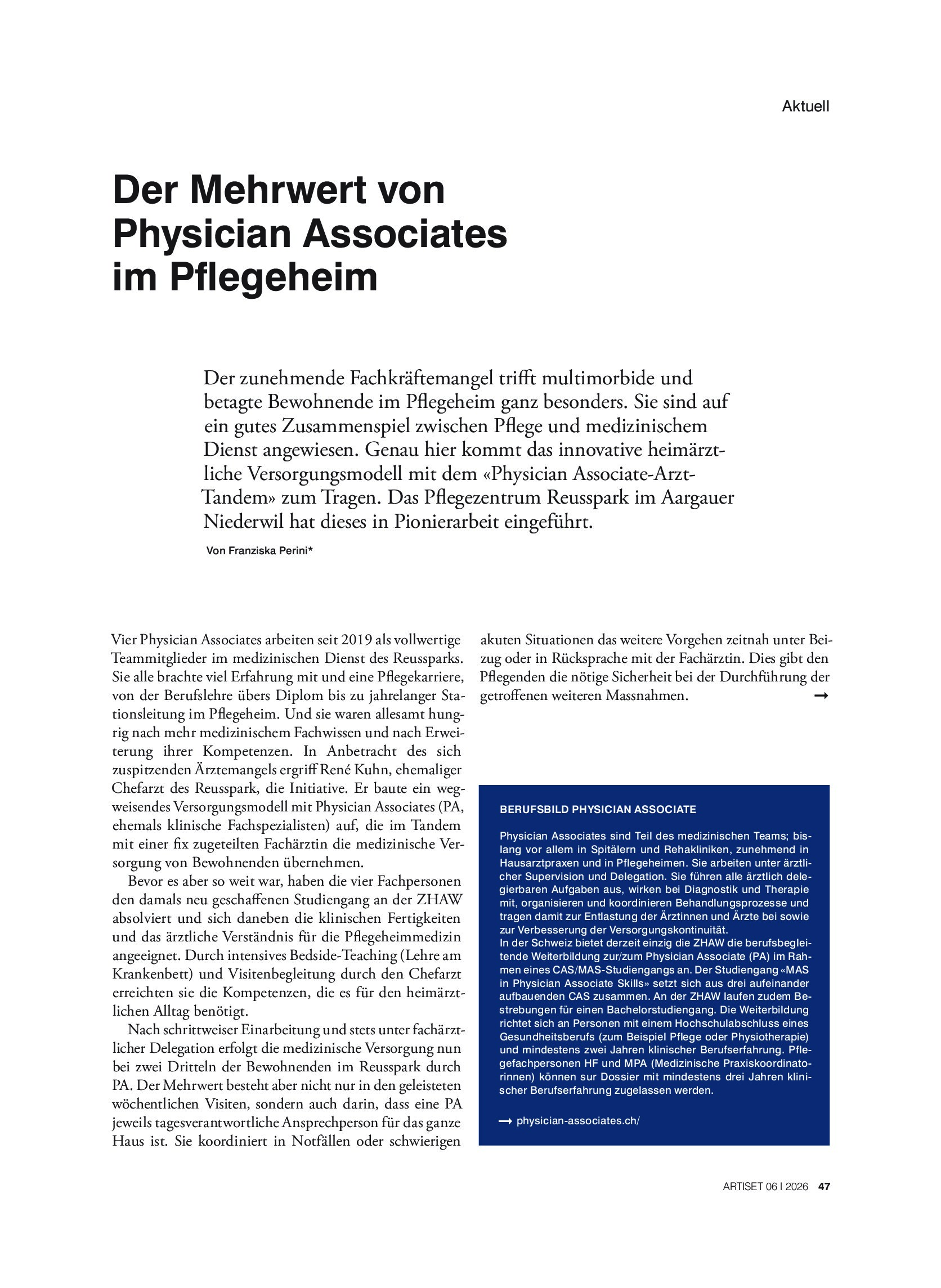Vorschauseite 1: Der Mehrwert von Physician Associates im Pflegeheim