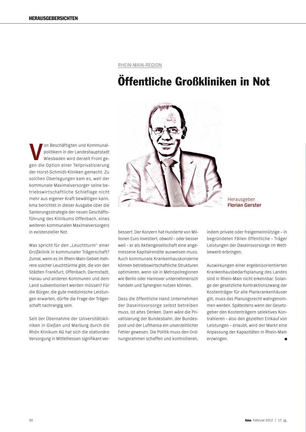 Vorschauseite 1: Öffentliche Großkliniken in Not
