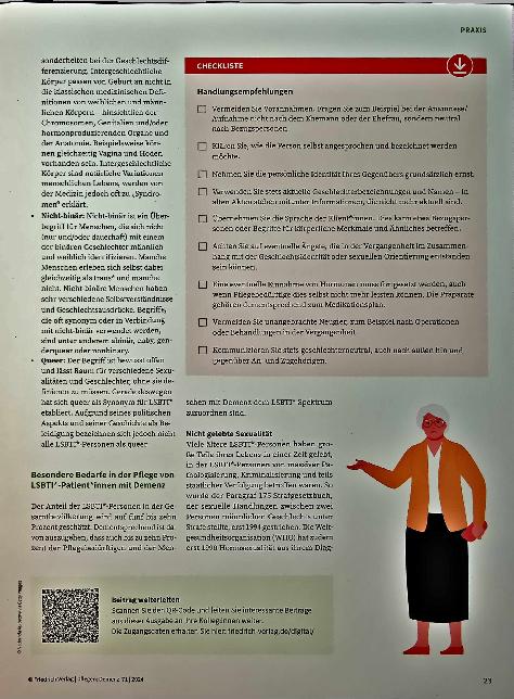 Vorschauseite 2: Positionieren Sie schon, oder lagern Sie noch? Queersensible Sprache in der Pflege von Menschen mit Demenz