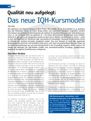 Vorschauseite 1: Qualität neu aufgelegt: Das neue IQH-KursmodellDas neue IQH-Kursmodell