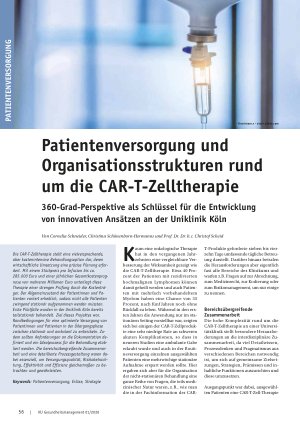 Vorschauseite 1: Patientenversorgung und Organisationsstrukturen rund um die CAR-T-Zelltherapie