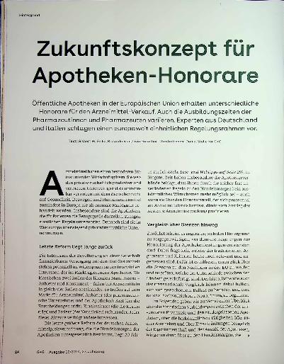 Vorschauseite 1: Zukunftskonzept für Apothekenhonorare
