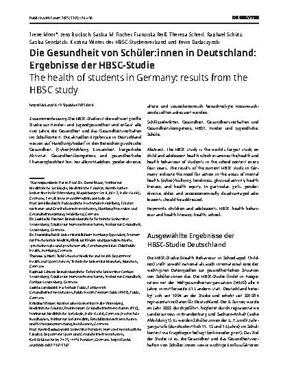 Vorschauseite 1: Die Gesundheit von Schüler: innen in Deutschland: Ergebnisse der HBSC-Studie