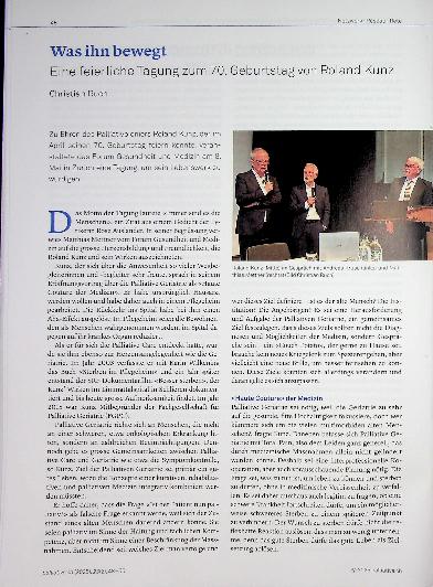 Vorschauseite 1: Was ihn bewegt Eine feierliche Tagung zum 70. Geburtstag von Roland Kunz