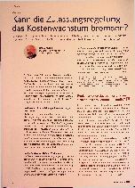 Vorschauseite 1: Kann die Zulassungsregelung das Kostenwachstum bremsen?