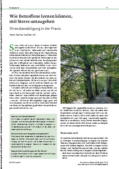 Vorschauseite 1: Wie Betroffene lernen können, mit Stress umzugehen Stressbewältigung in der Praxis