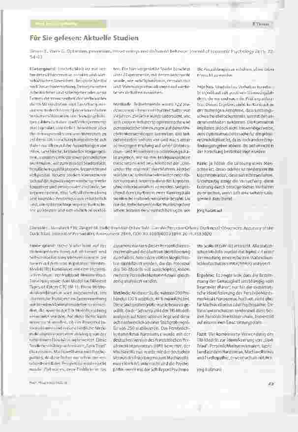 Vorschauseite 1: Für Sie gelesen: Aktuelle Studien