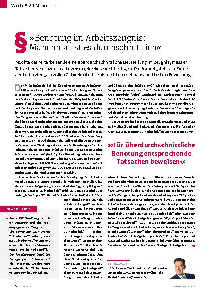 Vorschauseite 1: »Benotung im Arbeitszeugnis: Manchmal ist es durchschnittlich«