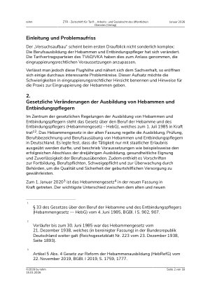 Vorschauseite 2: Die Eingruppierung von Hebammen im TVöD/VKA – eine schwere Geburt(? )