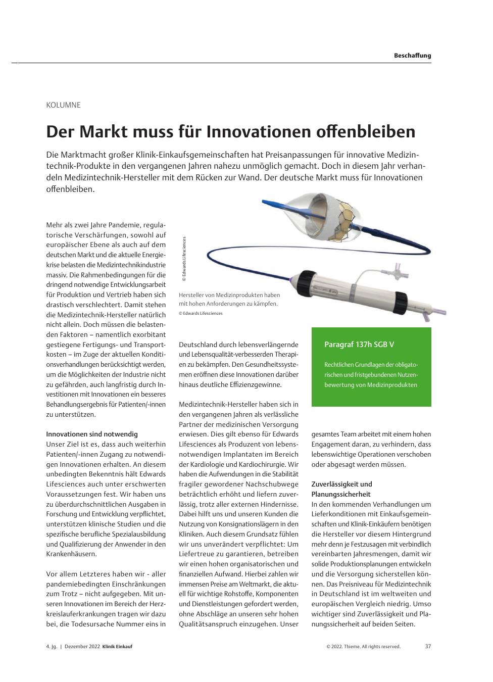 Vorschauseite 1: Kolumne: Der Markt muss für Innovationen offenbleiben