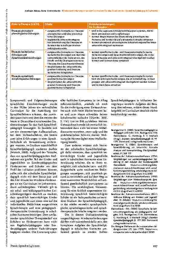 Vorschauseite 5: Mindestanforderungen an ein Curriculum für das Studium der Sprachheilpädagogik (Lehramt)