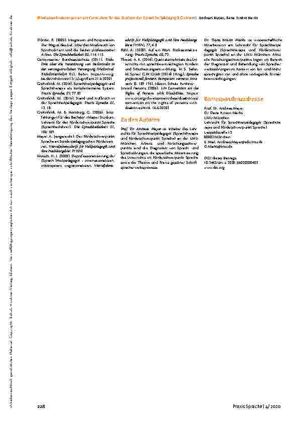 Vorschauseite 6: Mindestanforderungen an ein Curriculum für das Studium der Sprachheilpädagogik (Lehramt)