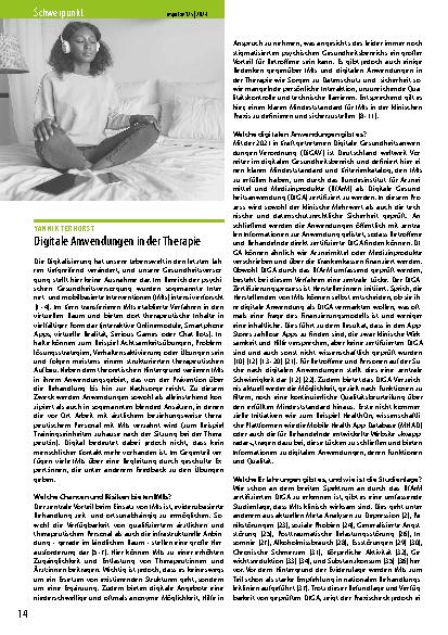 Vorschauseite 1: Digitale Anwendungen in der Therapie