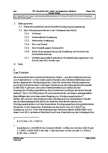 Vorschauseite 2: Wartezeitkündigung und Präventionsverfahren