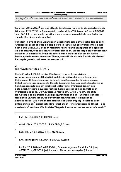 Vorschauseite 3: Wartezeitkündigung und Präventionsverfahren