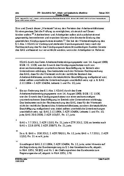 Vorschauseite 4: Wartezeitkündigung und Präventionsverfahren